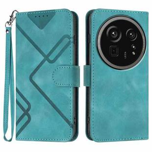 For Sharp Aquos R9 Pro Line Pattern Skin Feel Leather Phone Case(Light Blue)