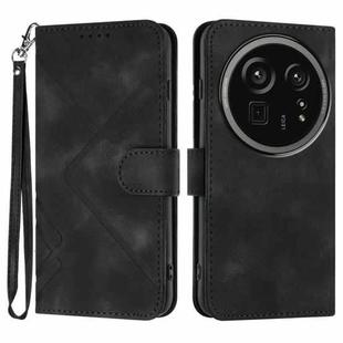 For Sharp Aquos R9 Pro Line Pattern Skin Feel Leather Phone Case(Black)