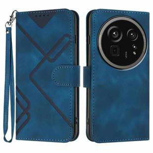 For Sharp Aquos R9 Pro Line Pattern Skin Feel Leather Phone Case(Royal Blue)