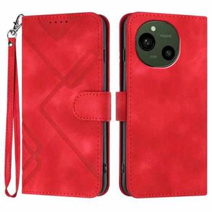 For Sharp Aquos R10 Line Pattern Skin Feel Leather Phone Case(Red)