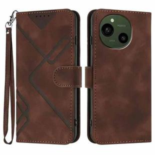 For Sharp Aquos R10 Line Pattern Skin Feel Leather Phone Case(Coffee)