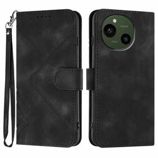 For Sharp Aquos R10 Line Pattern Skin Feel Leather Phone Case(Black)