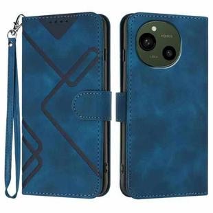 For Sharp Aquos R10 Line Pattern Skin Feel Leather Phone Case(Royal Blue)