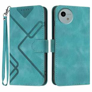 For Sharp Aquos wish5 Line Pattern Skin Feel Leather Phone Case(Light Blue)