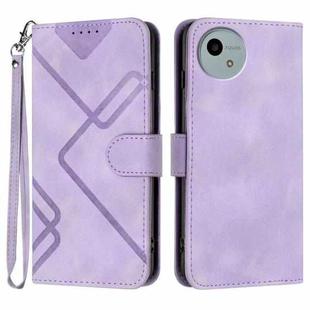 For Sharp Aquos wish5 Line Pattern Skin Feel Leather Phone Case(Light Purple)