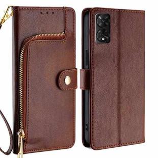 For TCL 50 5G Zipper Bag Leather Phone Case(Brown)