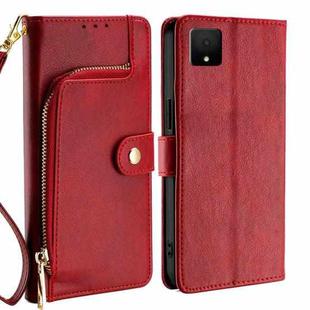 For TCL 502 Zipper Bag Leather Phone Case(Red)