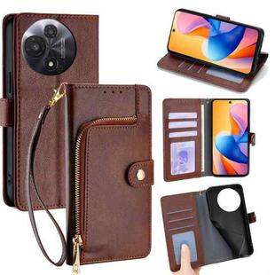 For TCL 60R 5G Zipper Bag Leather Phone Case(Brown)