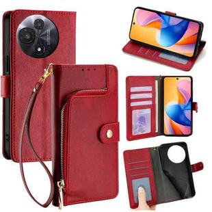 For TCL 60R 5G Zipper Bag Leather Phone Case(Red)