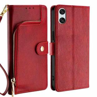 For Sony Xperia 10 VI Zipper Bag Leather Phone Case(Red)