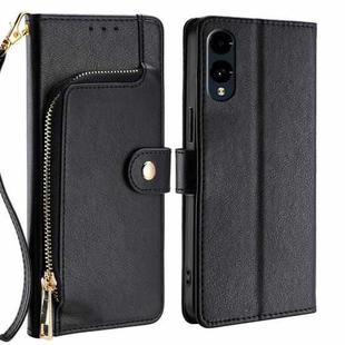 For Fujitsu Arrows We2 Zipper Bag Leather Phone Case(Black)