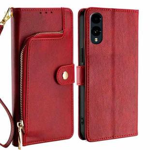 For Fujitsu Arrows We2 Zipper Bag Leather Phone Case(Red)