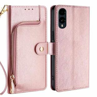 For Fujitsu Arrows We2 Zipper Bag Leather Phone Case(Rose Gold)