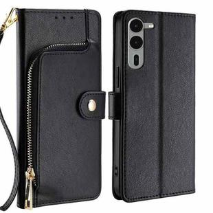 For Fujitsu Arrows We2 Plus Zipper Bag Leather Phone Case(Black)