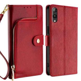 For Rakuten Hand 5G Zipper Bag Leather Phone Case(Red)