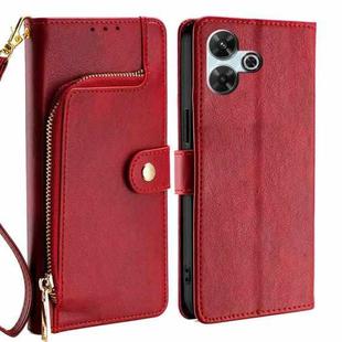 For Redmi 13 4G Zipper Bag Leather Phone Case(Red)