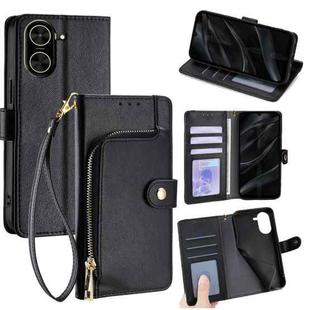 For Redmi A5 4G 171.7mm Zipper Bag Leather Phone Case(Black)