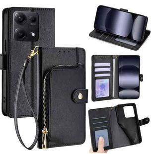 For Redmi Note 14S 4G Zipper Bag Leather Phone Case(Black)
