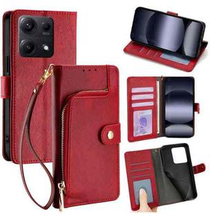For Redmi Note 14S 4G Zipper Bag Leather Phone Case(Red)