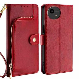 For Sharp Aquos Wish4 Zipper Bag Leather Phone Case(Red)