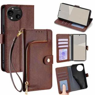 For Sharp Aquos R10 Zipper Bag Leather Phone Case(Brown)