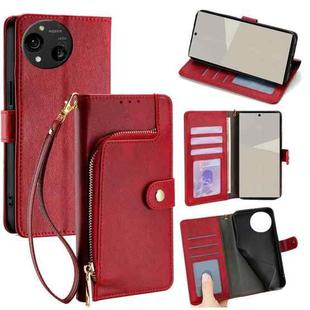 For Sharp Aquos R10 Zipper Bag Leather Phone Case(Red)