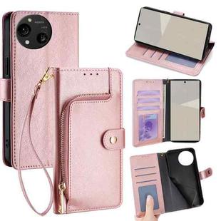 For Sharp Aquos R10 Zipper Bag Leather Phone Case(Rose Gold)