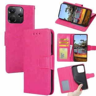 For Redmi Note 14 4G 164.84mm Crystal Texture Leather Phone Case(Rose Red)
