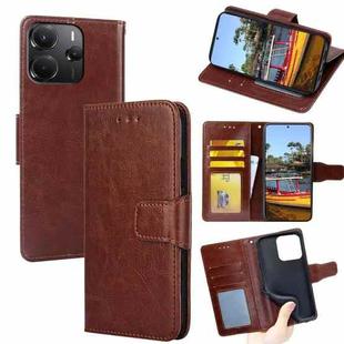 For Redmi Note 14 4G 164.84mm Crystal Texture Leather Phone Case(Brown)