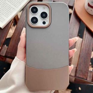 For iPhone 16 Pro Max Color Contrast 2 in 1 Skin Feel PC Hybrid TPU Phone Case(Dark Grey+Brown)