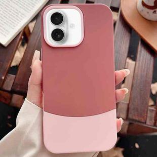 For iPhone 16 Plus Color Contrast 2 in 1 Skin Feel PC Hybrid TPU Phone Case(Rose Red+Pink)