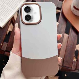 For iPhone 16 Color Contrast 2 in 1 Skin Feel PC Hybrid TPU Phone Case(Silver+Brown)