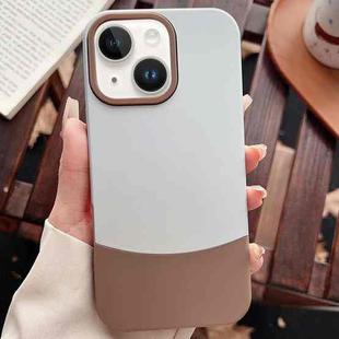 For iPhone 14 Color Contrast 2 in 1 Skin Feel PC Hybrid TPU Phone Case(Silver+Brown)