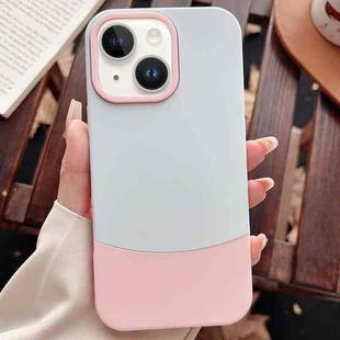 For iPhone 14 Color Contrast 2 in 1 Skin Feel PC Hybrid TPU Phone Case(Silver+Pink)