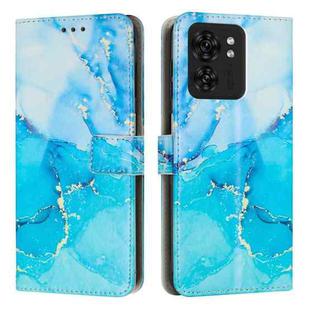 For Motorola Edge 40 / Edge 2023 Painted Marble Pattern Leather Phone Case(Blue Green)