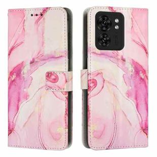 For Motorola Edge 40 / Edge 2023 Painted Marble Pattern Leather Phone Case(Rose Gold)