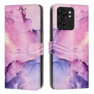 For Motorola Edge 40 / Edge 2023 Painted Marble Pattern Leather Phone Case(Purple)