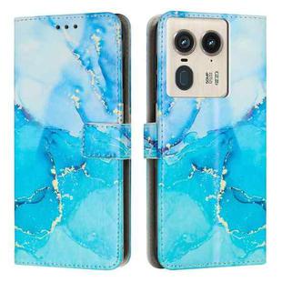 For Motorola Edge 50 Ultra Painted Marble Pattern Leather Phone Case(Blue Green)