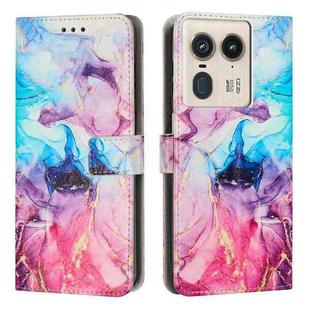 For Motorola Edge 50 Ultra Painted Marble Pattern Leather Phone Case(Pink Purple)