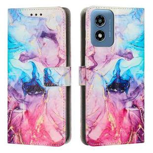 For Motorola Moto G Play 4G 2024 Painted Marble Pattern Leather Phone Case(Pink Purple)