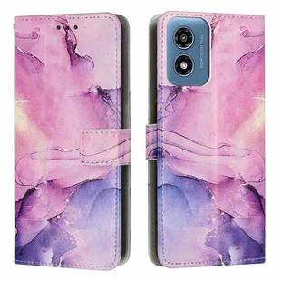 For Motorola Moto G Play 4G 2024 Painted Marble Pattern Leather Phone Case(Purple)