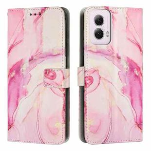 For Motorola Moto G Power 5G 2024 Painted Marble Pattern Leather Phone Case(Rose Gold)