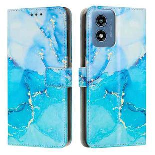 For Motorola Moto G04 / G24 / G04S Painted Marble Pattern Leather Phone Case(Blue Green)