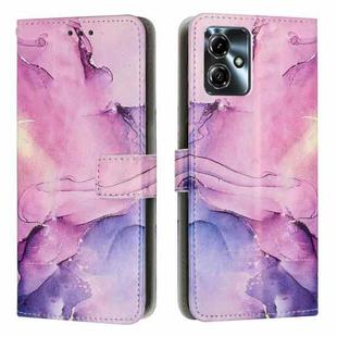 For Motorola Moto G14 4G / G54 Power Painted Marble Pattern Leather Phone Case(Purple)