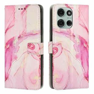 For Motorola Moto G75 Painted Marble Pattern Leather Phone Case(Rose Gold)