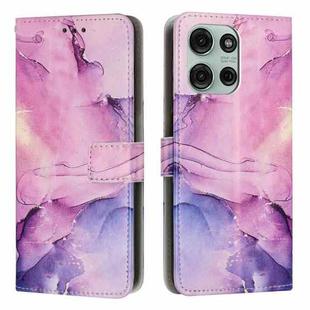 For Motorola Moto G75 Painted Marble Pattern Leather Phone Case(Purple)