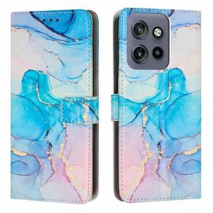 For Motorola Moto S50 5G / Edge 50 Neo Painted Marble Pattern Leather Phone Case(Pink Green)