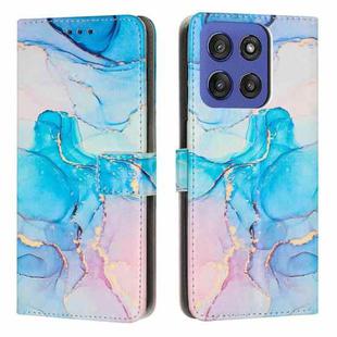 For Motorola Moto G Stylus 5G 2025 Painted Marble Pattern Leather Phone Case(Pink Green)