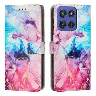 For Motorola Edge 60 Fusion Painted Marble Pattern Leather Phone Case(Pink Purple)