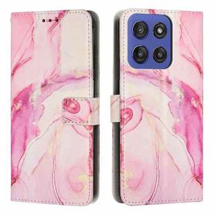 For Motorola Edge 60 Fusion Painted Marble Pattern Leather Phone Case(Rose Gold)